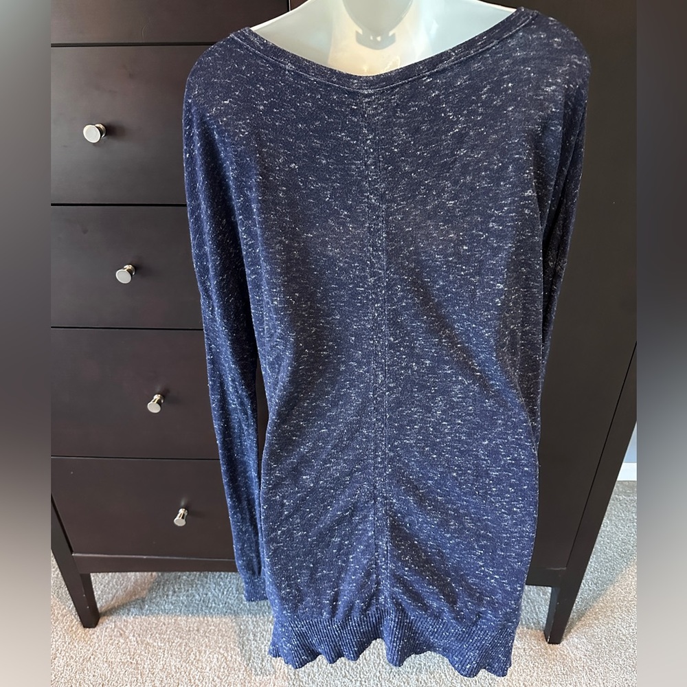 Rag & Bone/Knit Scoop Neck Lightweight, Dk Blue Marled Low-High, Side Split, S - Picture 3 of 11